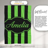 Green and White Wavy Stripe Abstract Seamless Pattern Name Cute  Personalised Custom Name Super Soft Fleece Blanket Bed Sofa Throw