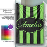 Green and White Wavy Stripe Abstract Seamless Pattern Name Cute  Personalised Custom Name Super Soft Fleece Blanket Bed Sofa Throw