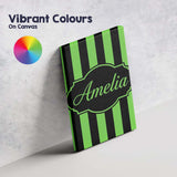 Personalised Name Green and White Wavy Custom  Modern Room Accent Elegant Feature Canvas Wall Art Print Decor Picture Ready to Hang
