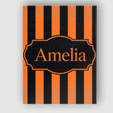 Personalised Name Orange and White Wavy Custom  Modern Room Accent Elegant Feature Canvas Wall Art Print Decor Picture Ready to Hang