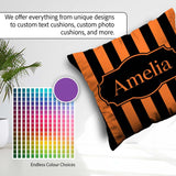 Custom Name Orange and White Wavy Abstract Seamless Pattern Name Square Filled Cushion Throw Pillow Sofa Bed Home Decor Zip Washable UK Made
