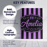 Personalised Name Purple and White Wavy Custom  Modern Room Accent Elegant Feature Canvas Wall Art Print Decor Picture Ready to Hang