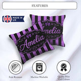 Custom Name Purple and White Wavy Abstract Seamless Pattern Name Square Filled Cushion Throw Pillow Sofa Bed Home Decor Zip Washable UK Made