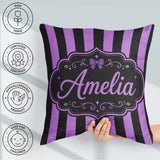 Custom Name Purple and White Wavy Abstract Seamless Pattern Name Square Filled Cushion Throw Pillow Sofa Bed Home Decor Zip Washable UK Made