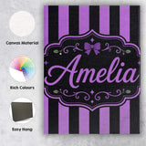 Personalised Name Purple and White Wavy Custom  Modern Room Accent Elegant Feature Canvas Wall Art Print Decor Picture Ready to Hang