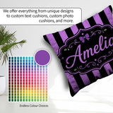 Custom Name Purple and White Wavy Abstract Seamless Pattern Name Square Filled Cushion Throw Pillow Sofa Bed Home Decor Zip Washable UK Made