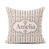 Custom Name Tribal Ethnic Line Art Figures Seamless Pattern Name Square Filled Cushion Throw Pillow Sofa Bed Home Decor Zip Washable UK Made