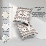 Custom Name Tribal Ethnic Line Art Figures Seamless Pattern Name Square Filled Cushion Throw Pillow Sofa Bed Home Decor Zip Washable UK Made