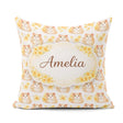 Custom Name Adorable Hamster Floral Yellow Accent Pattern Lovely Square Filled Cushion Throw Pillow Sofa Bed Home Decor Zip Washable UK Made