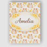 Personalised Name Adorable Hamster Floral Yellow Accent Seamless Custom  Interior Canvas Wall Art Print Decor Picture Ready to Hang