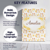 Personalised Name Adorable Hamster Floral Yellow Accent Seamless Custom  Interior Canvas Wall Art Print Decor Picture Ready to Hang
