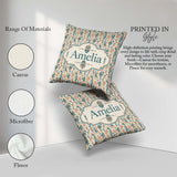 Custom Name Colorful Cultural Symbols Seamless Pattern Name Cute Square Filled Cushion Throw Pillow Sofa Bed Home Decor Zip Washable UK Made