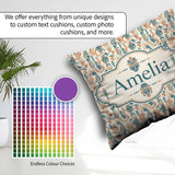Custom Name Colorful Cultural Symbols Seamless Pattern Name Cute Square Filled Cushion Throw Pillow Sofa Bed Home Decor Zip Washable UK Made