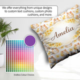 Custom Name Adorable Hamster Floral Yellow Accent Pattern Lovely Square Filled Cushion Throw Pillow Sofa Bed Home Decor Zip Washable UK Made