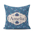 Custom Name Teal Orchid Bloom Seamless Soft Artistic Floral Name Square Filled Cushion Throw Pillow Sofa Bed Home Decor Zip Washable UK Made