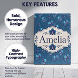 Personalised Name Teal Orchid Bloom Seamless Custom Bespoke  Contemporary Display Canvas Wall Art Print Decor Picture Ready to Hang