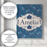 Personalised Name Teal Orchid Bloom Seamless Custom Bespoke  Contemporary Display Canvas Wall Art Print Decor Picture Ready to Hang
