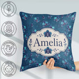 Custom Name Teal Orchid Bloom Seamless Soft Artistic Floral Name Square Filled Cushion Throw Pillow Sofa Bed Home Decor Zip Washable UK Made