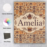 Personalised Name Coffee Cups and Rustic Custom  Unique Gift Idea Elegant Feature Canvas Wall Art Print Decor Picture Ready to Hang