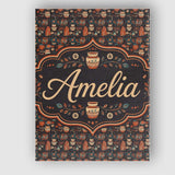Personalised Name Dark Folk Pottery Custom  Stylish Home Interior Elegant Feature Canvas Wall Art Print Decor Picture Ready to Hang