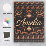 Personalised Name Dark Folk Pottery Custom  Stylish Home Interior Elegant Feature Canvas Wall Art Print Decor Picture Ready to Hang
