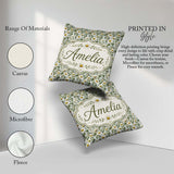 Custom Name White Daisy Flower Garden Seamless Pattern Botanical Square Filled Cushion Throw Pillow Sofa Bed Home Decor Zip Washable UK Made