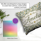 Custom Name White Daisy Flower Garden Seamless Pattern Botanical Square Filled Cushion Throw Pillow Sofa Bed Home Decor Zip Washable UK Made