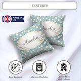 Custom Name Light Blue Cute Hamster Snowfall Seamless Pattern Square Filled Cushion Throw Pillow Sofa Bed Home Decor Zip Washable UK Made