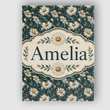 Personalised Name White Daisy Floral Custom Premium Decorative Design Modern Room Accent Canvas Wall Art Print Decor Picture Ready to Hang