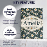 Personalised Name White Daisy Floral Custom Premium Decorative Design Modern Room Accent Canvas Wall Art Print Decor Picture Ready to Hang