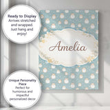 Personalised Name Light Blue Cute Hamster Snowfall Seamless Pattern Custom Canvas Wall Art Print Decor Picture Ready to Hang