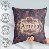Custom Name Colorful Octopus Sea Life Seamless Underwater Marine Square Filled Cushion Throw Pillow Sofa Bed Home Decor Zip Washable UK Made