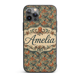 Ornate Octopus and Coral Reef Seamless Pattern Custom Name Protective Phone Case Mobile Cover Durable Everyday Smartphone Shock Resistant