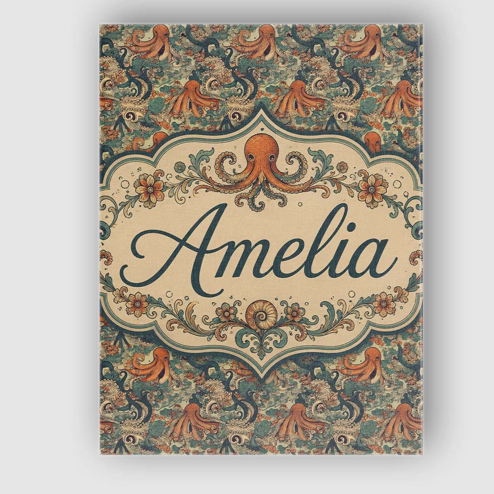 Personalised Name Ornate Octopus and Coral Custom  Unique Gift Idea Elegant Feature Canvas Wall Art Print Decor Picture Ready to Hang