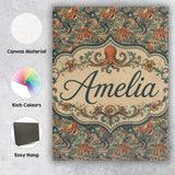 Personalised Name Ornate Octopus and Coral Custom  Unique Gift Idea Elegant Feature Canvas Wall Art Print Decor Picture Ready to Hang