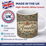 Personalized Custom Name Ornate Octopus and Coral Reef Seamless Pattern Decorative Ocean 11oz Ceramic Coffee Tea Mug White Large Handle