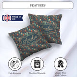 Custom Name Cartoon Octopus Seamless Pattern Playful Marine Life Square Filled Cushion Throw Pillow Sofa Bed Home Decor Zip Washable UK Made