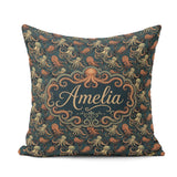Custom Name Octopus Marine Seamless Pattern Detailed Ocean Life Square Filled Cushion Throw Pillow Sofa Bed Home Decor Zip Washable UK Made
