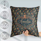 Custom Name Octopus Marine Seamless Pattern Detailed Ocean Life Square Filled Cushion Throw Pillow Sofa Bed Home Decor Zip Washable UK Made