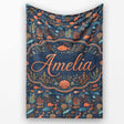 Colorful Coral Reef Fish Seamless Pattern Ocean Marine Life Design  Personalised Custom Name Super Soft Fleece Blanket Bed Sofa Throw