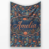 Colorful Coral Reef Fish Seamless Pattern Ocean Marine Life Design  Personalised Custom Name Super Soft Fleece Blanket Bed Sofa Throw
