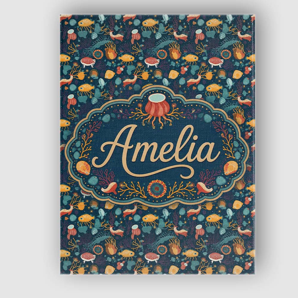 Personalised Name Cute Sea Creatures Custom Premium Decorative Design Modern Room Accent Canvas Wall Art Print Decor Picture Ready to Hang