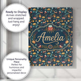 Personalised Name Cute Sea Creatures Custom Premium Decorative Design Modern Room Accent Canvas Wall Art Print Decor Picture Ready to Hang