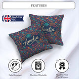 Custom Name Vibrant Sea Life Seamless Pattern Tropical Fish Reef Square Filled Cushion Throw Pillow Sofa Bed Home Decor Zip Washable UK Made