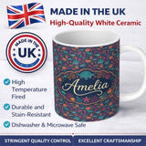 Personalized Custom Name Vibrant Sea Life Seamless Pattern Tropical Fish Coral Reef Design 11oz Ceramic Coffee Tea Mug White Large Handle