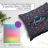 Custom Name Vibrant Sea Life Seamless Pattern Tropical Fish Reef Square Filled Cushion Throw Pillow Sofa Bed Home Decor Zip Washable UK Made