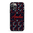 Red White Blue Fireworks Seamless Pattern Festive Custom Name Protective Phone Case Mobile Cover Durable Everyday Smartphone Shock Resistant