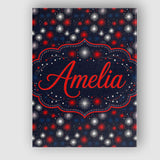 Personalised Name Red White Blue Fireworks Custom  Unique Gift Idea Elegant Feature Canvas Wall Art Print Decor Picture Ready to Hang