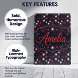 Personalised Name Red White Blue Fireworks Custom  Unique Gift Idea Elegant Feature Canvas Wall Art Print Decor Picture Ready to Hang
