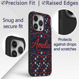 Red White Blue Fireworks Seamless Pattern Festive Custom Name Protective Phone Case Mobile Cover Durable Everyday Smartphone Shock Resistant